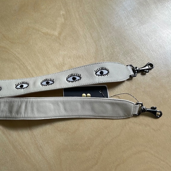 Detachable Cream Leather Shoulder Strap - All Over Eyes Embroidery - Picture 2 of 4